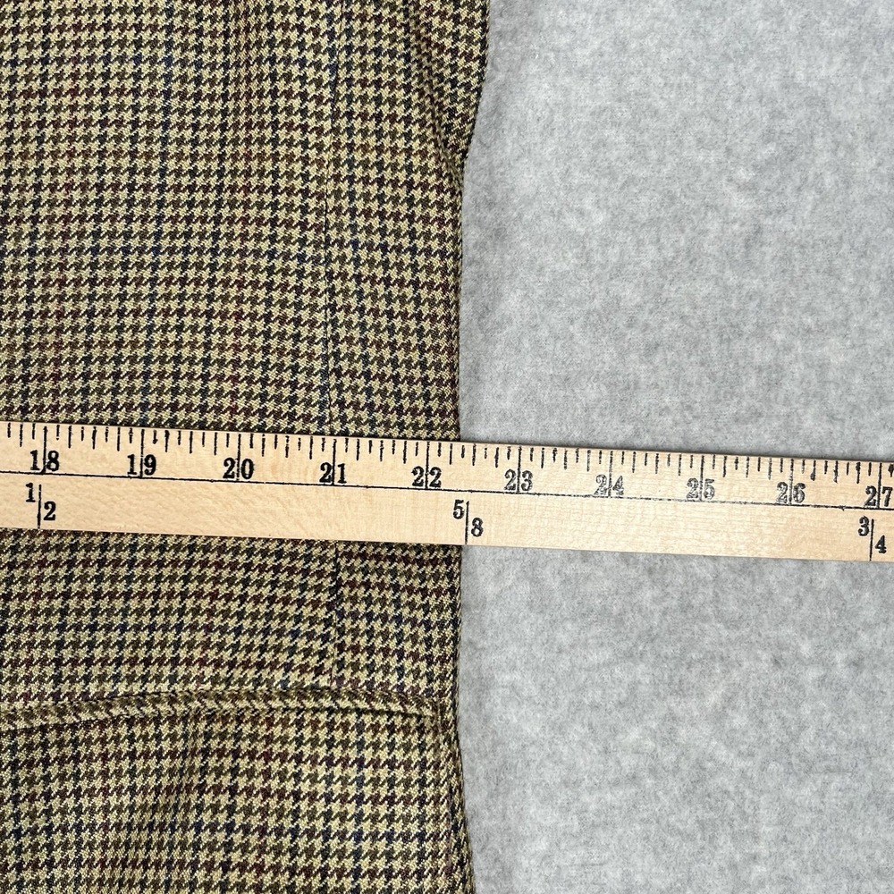 Men's Chaps Ralph Lauren 100% Silk Tan Houndstooth 2-Button 44L Blazer Jacket - Picture 10 of 11